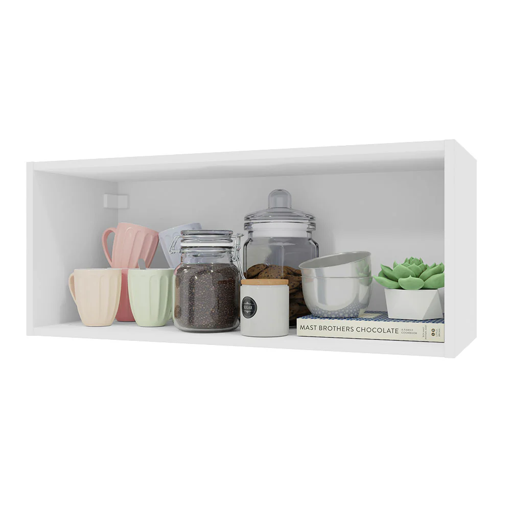 Armário Aéreo 80 cm Nicho Aberto para Cozinhas Lux, Glamy, Agata, Stella Branco Madesa - Image 4