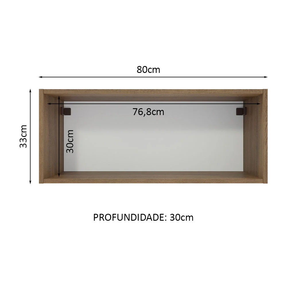Armário Aéreo 80 cm Nicho Aberto para Cozinhas Lux, Glamy, Agata, Stella Rustic Madesa - Image 2