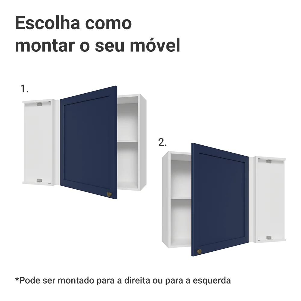 Armário Aéreo de Canto 1 Porta Branco/Azul Vik Madesa - Image 4