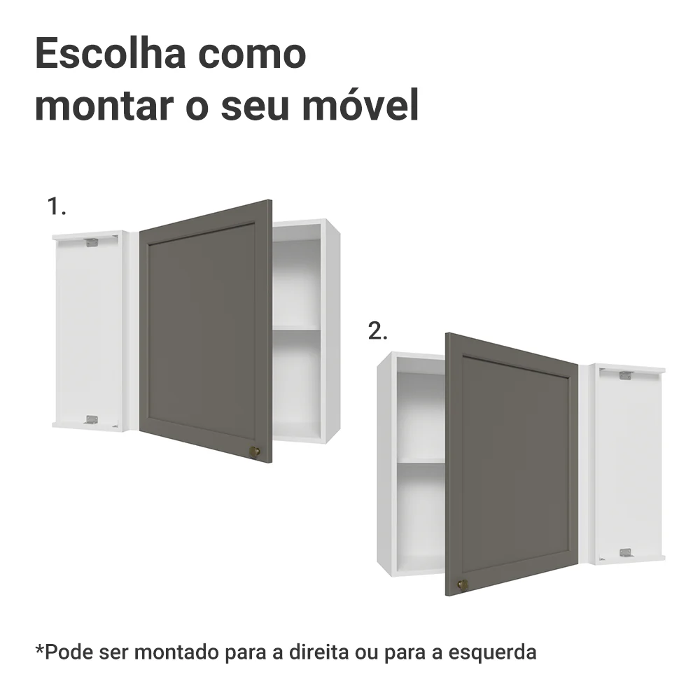 Armário Aéreo de Canto 1 Porta Branco/Cinza Vik Madesa - Image 4