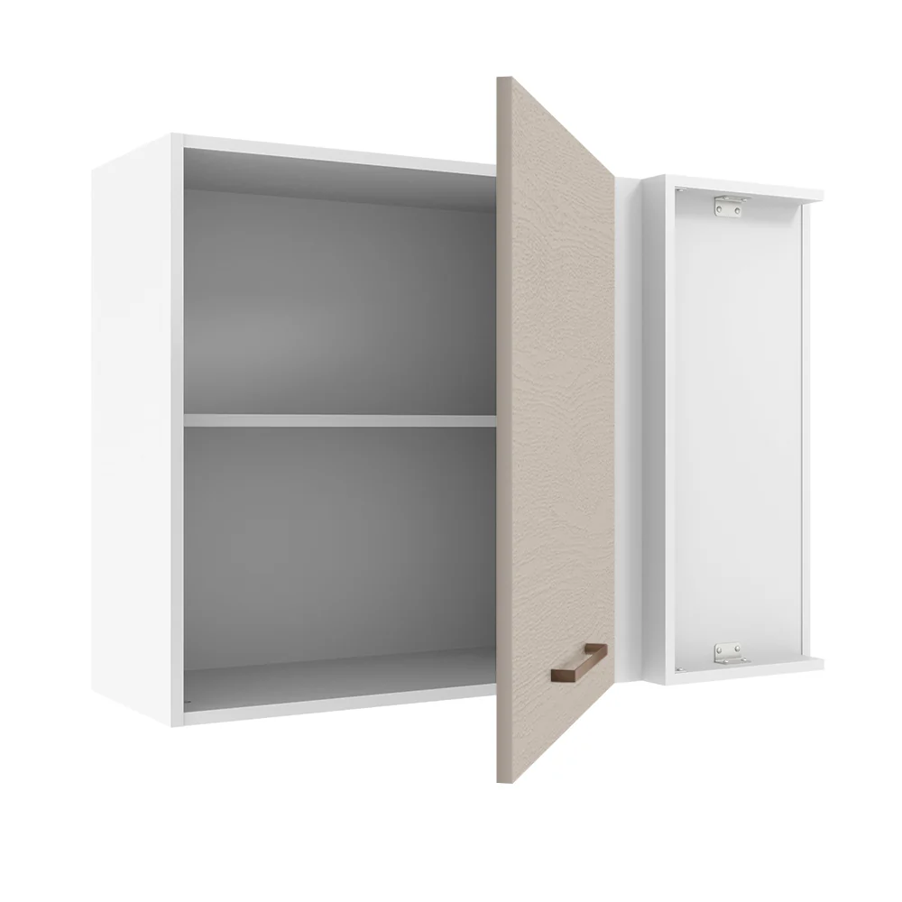 Armário Aéreo de Canto 1 Porta Branco/Crema Agata Madesa - Image 4