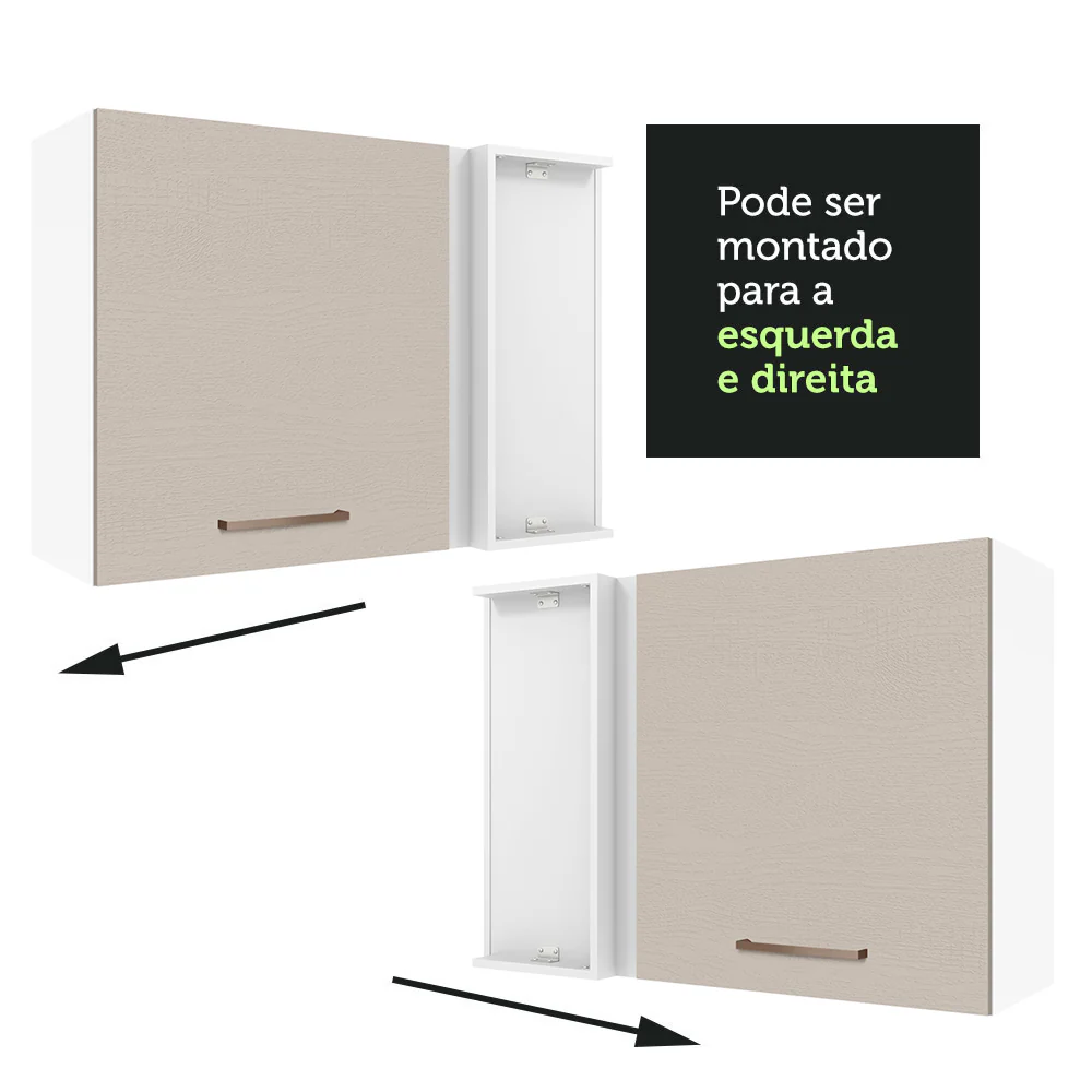 Armário Aéreo de Canto 1 Porta Branco/Crema Agata Madesa - Image 7