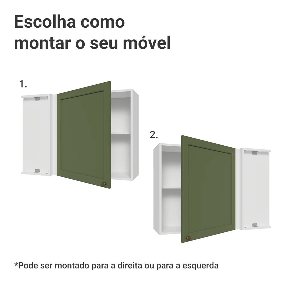 Armário Aéreo de Canto 1 Porta Branco/Verde Vik Madesa - Image 4