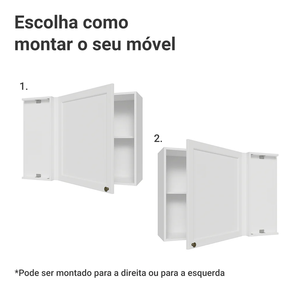Armário Aéreo de Canto 1 Porta Branco Vik Madesa - Image 4