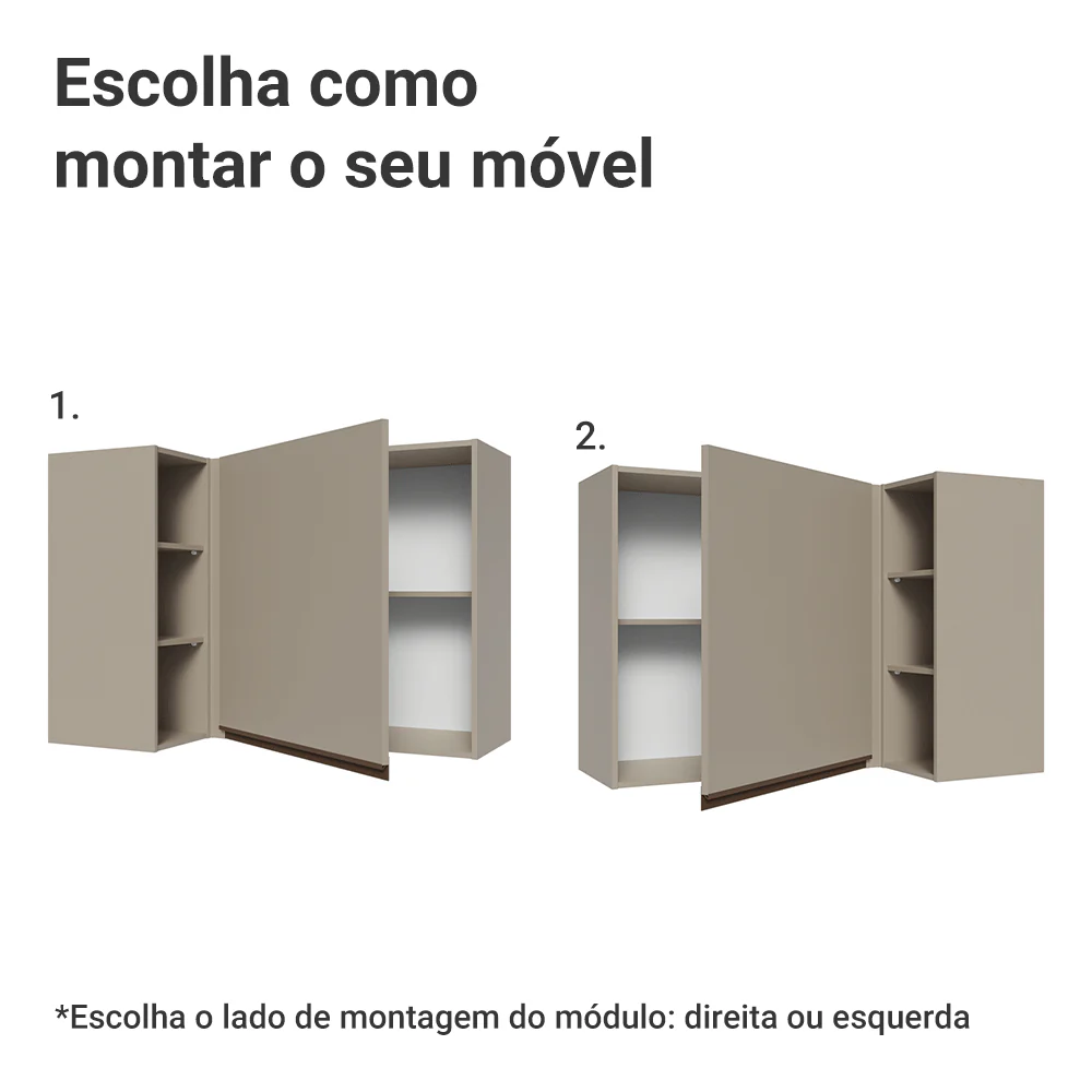 Armário Aéreo de Canto 1 Porta e Adega Crema Nice Madesa - Image 4