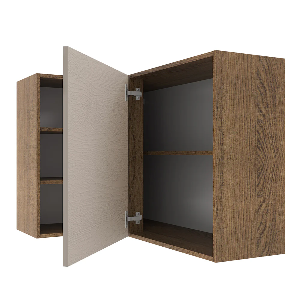 Armário Aéreo de Canto 1 Porta para linha de 60 cm de profundidade Rustic/Crema Agata Madesa - Image 4