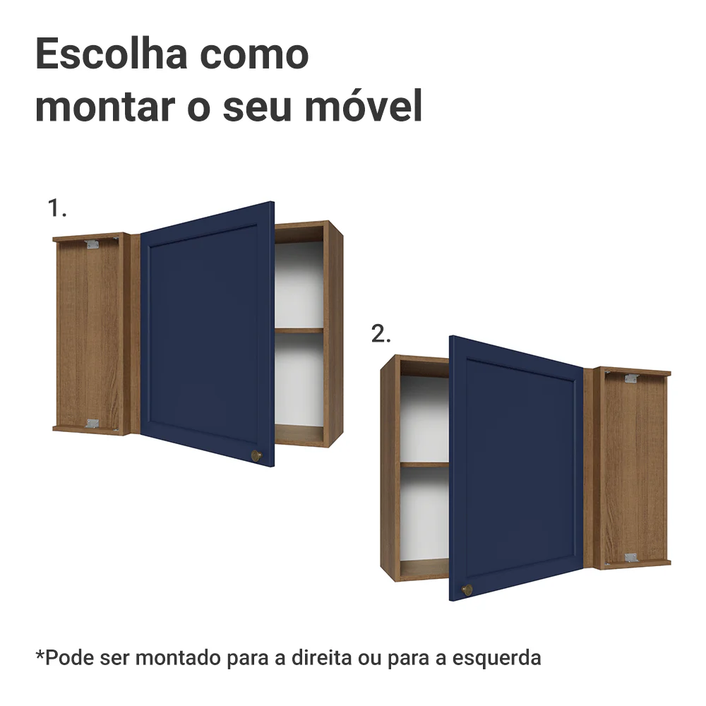 Armário Aéreo de Canto 1 Porta Rustic/Azul Vik Madesa - Image 4