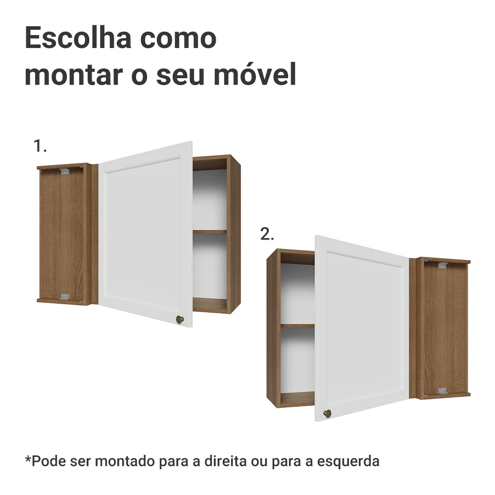 Armário Aéreo de Canto 1 Porta Rustic/Branco Vik Madesa - Image 4