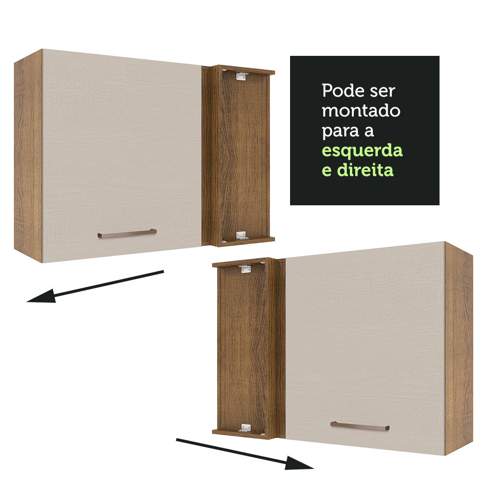 Armário Aéreo de Canto 1 Porta Rustic/Crema Agata Madesa - Image 7