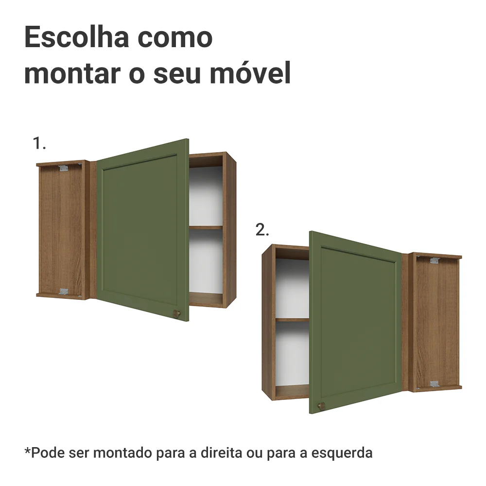 Armário Aéreo de Canto 1 Porta Rustic/Verde Vik Madesa - Image 4