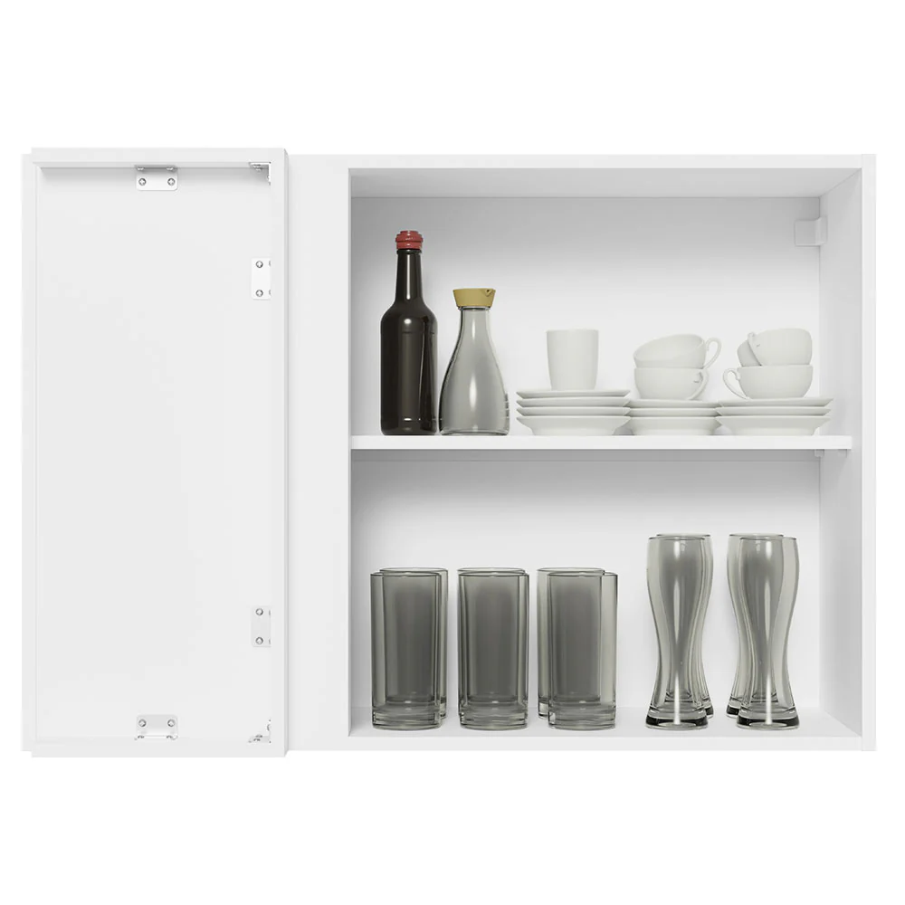 Armário Aéreo de Canto 100% MDF 1 Porta Branco/Preto Acordes Madesa - Image 3