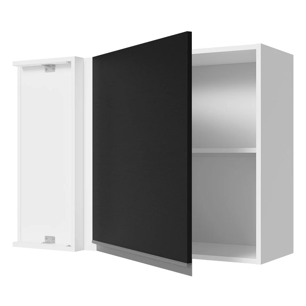 Armário Aéreo de Canto 100% MDF 1 Porta Branco/Preto Acordes Madesa - Image 4
