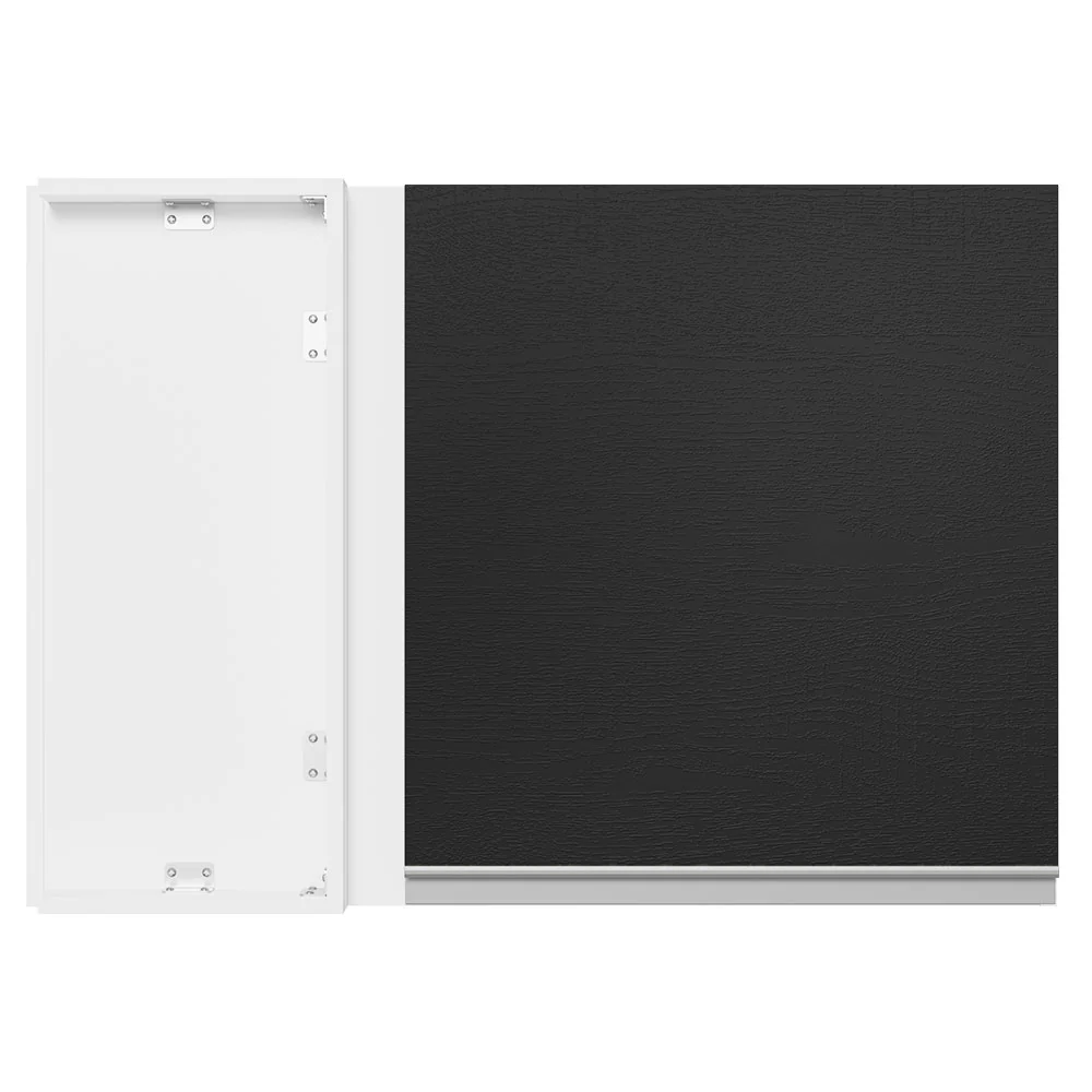 Armário Aéreo de Canto 100% MDF 1 Porta Branco/Preto Acordes Madesa - Image 5