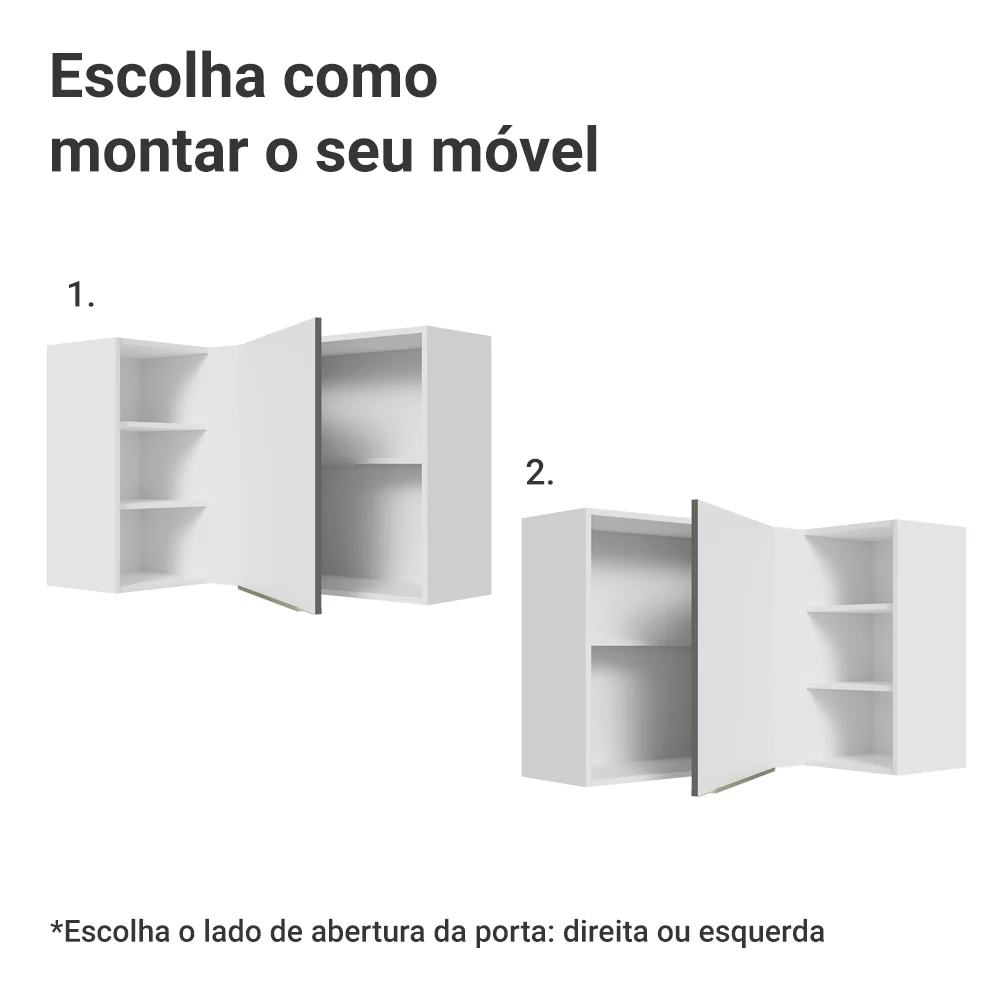Armário Aéreo de Canto com Adega Acoplada Madesa Lux 1 Porta Branco/Branco Veludo - Image 4