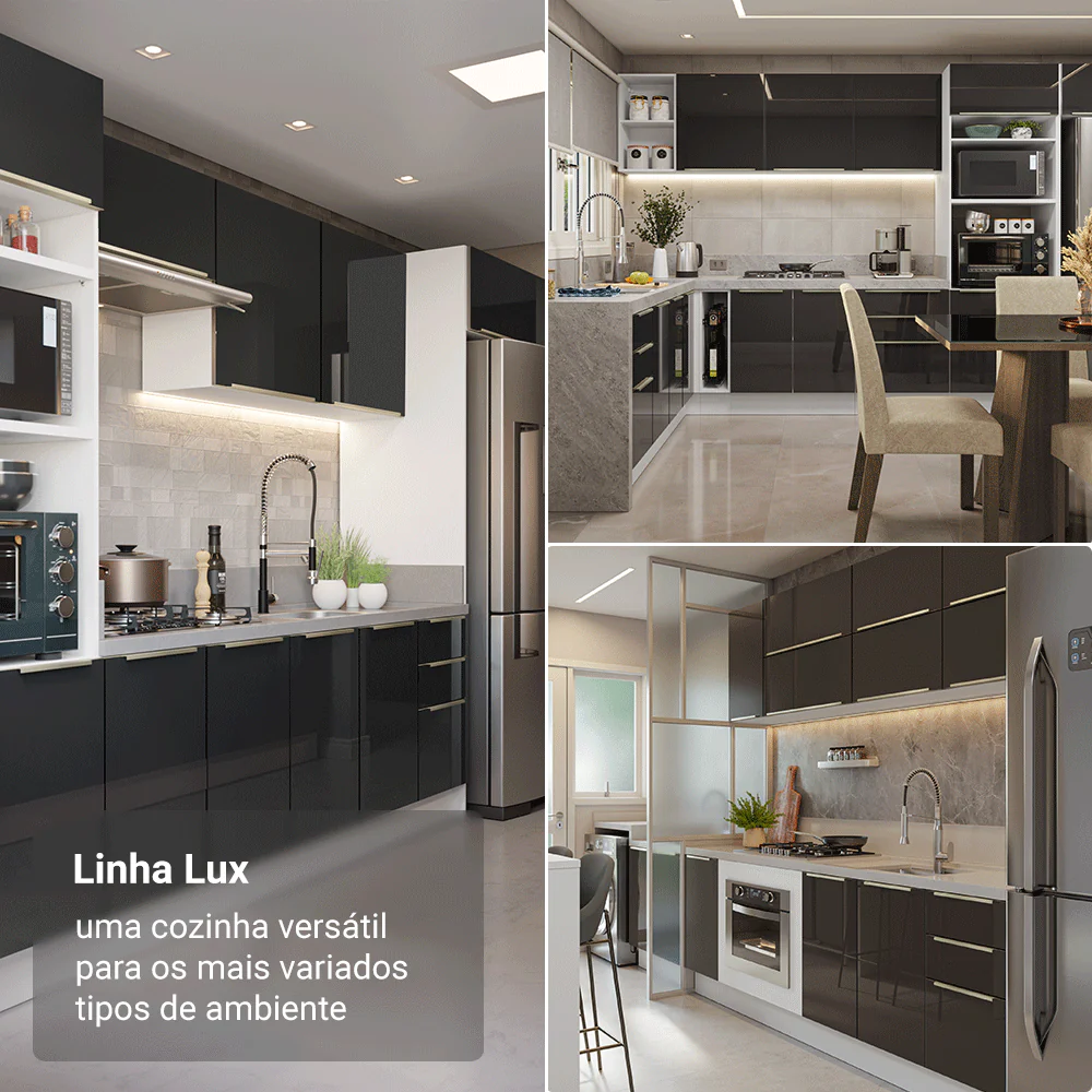 Armário Aéreo de Canto com Adega Acoplada Madesa Lux 1 Porta Branco/Preto - Image 6
