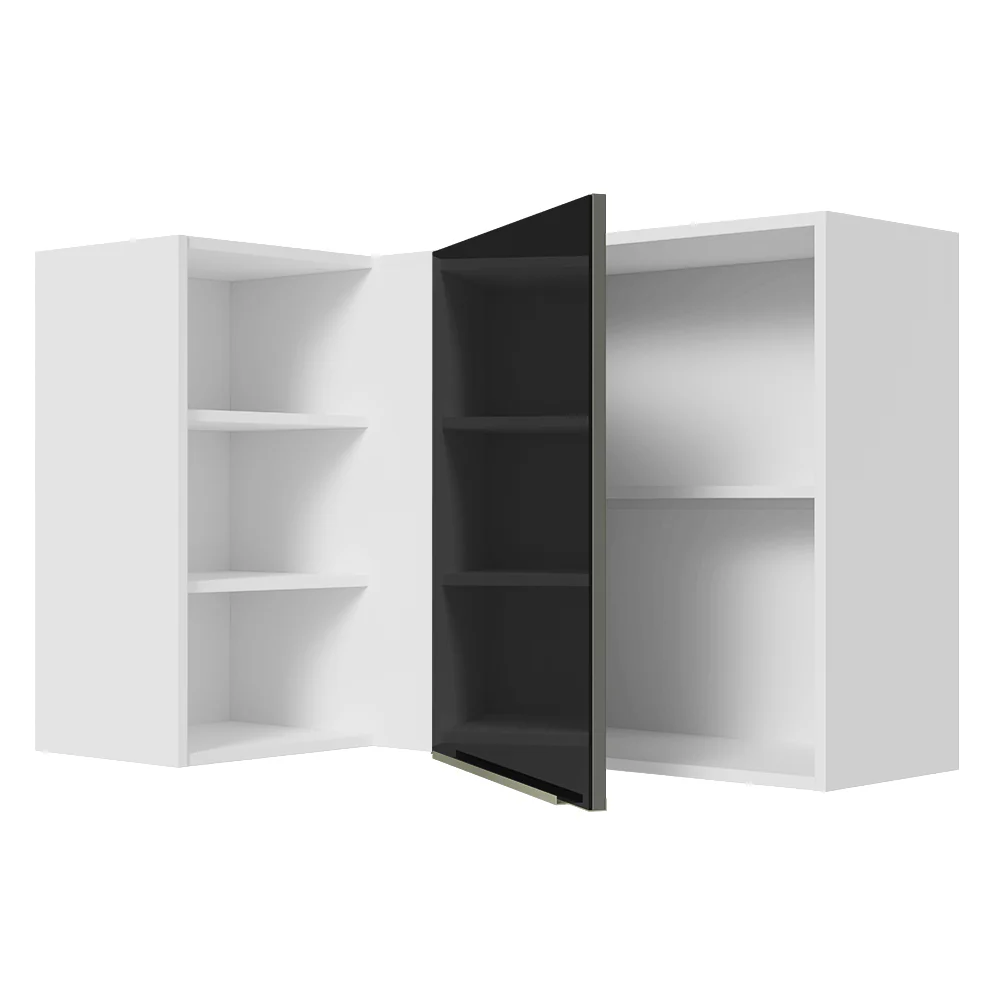 Armário Aéreo de Canto com Adega Acoplada Madesa Lux 1 Porta Branco/Preto - Image 9