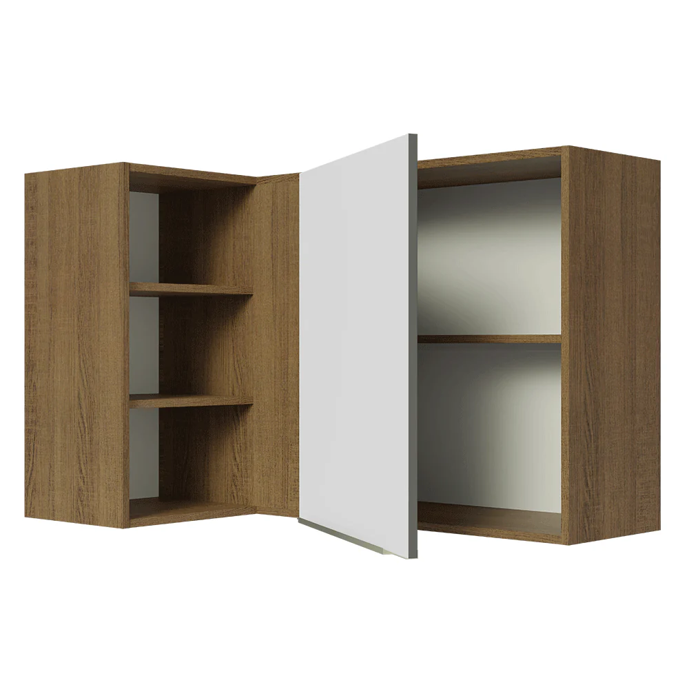 Armário Aéreo de Canto com Adega Acoplada Madesa Lux 1 Porta Rustic/Branco Veludo - Image 9