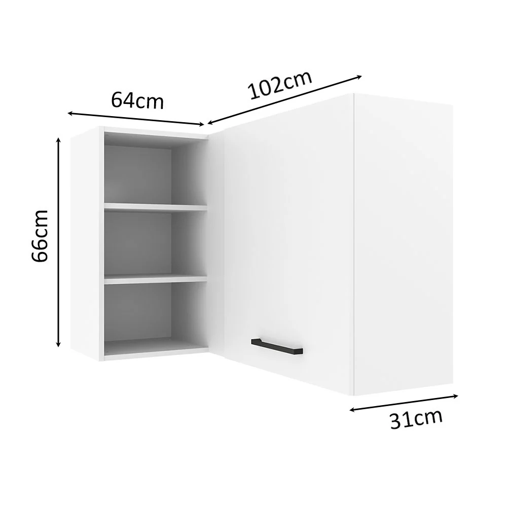Armário Aéreo de Canto Madesa Agata 1 Porta para linha de 60 cm de profundidade Branco - Image 2