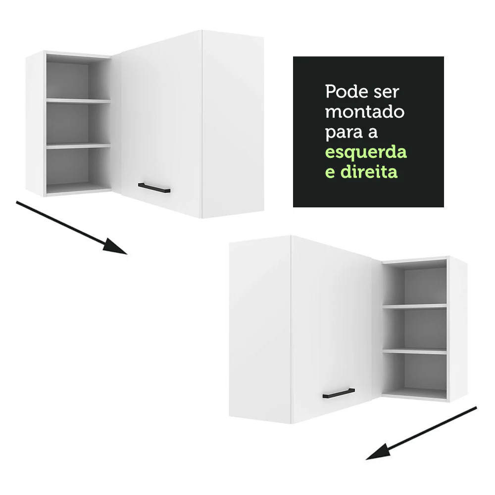 Armário Aéreo de Canto Madesa Agata 1 Porta para linha de 60 cm de profundidade Branco - Image 7