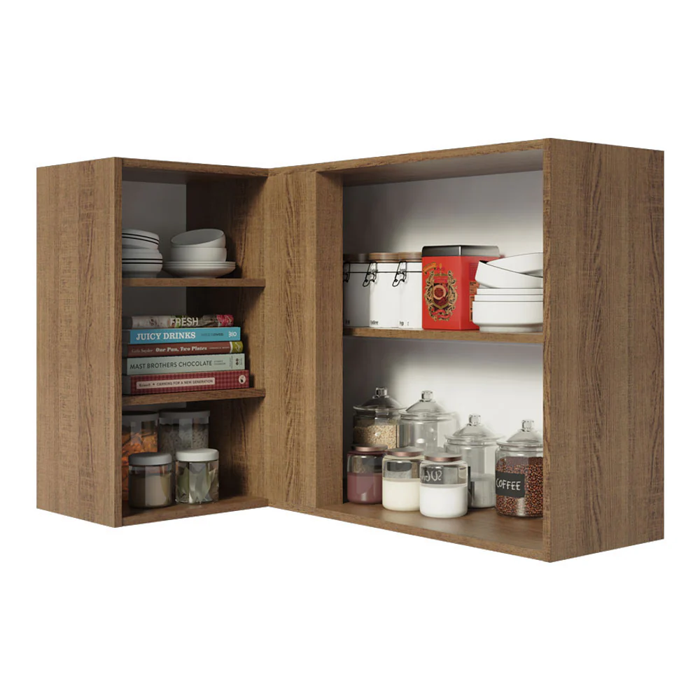 Armário Aéreo de Canto Madesa Agata 1 Porta para linha de 60 cm de profundidade Rustic/Branco - Image 3