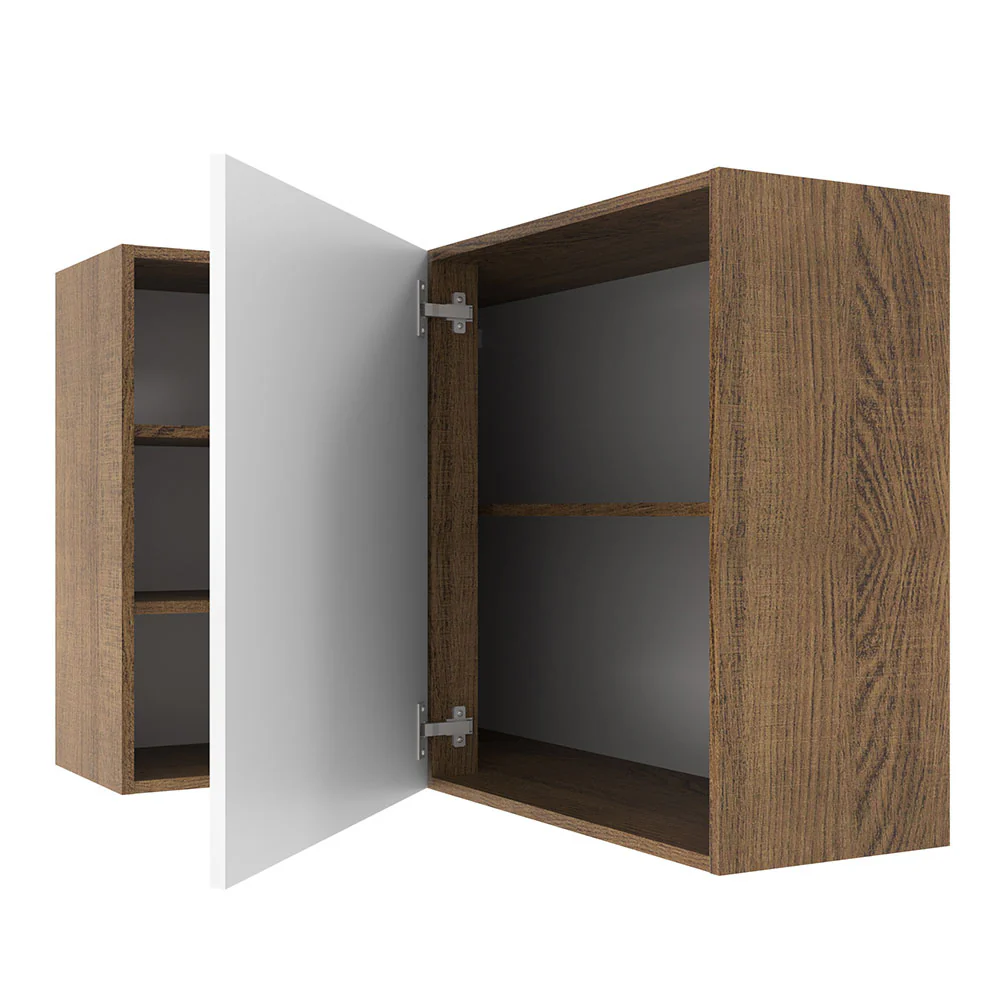 Armário Aéreo de Canto Madesa Agata 1 Porta para linha de 60 cm de profundidade Rustic/Branco - Image 4