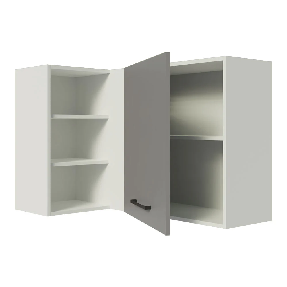 Armário Aéreo de Canto Madesa Agata 1 Porta para linha de 60 cm de profundidade Branco/Cinza - Image 4