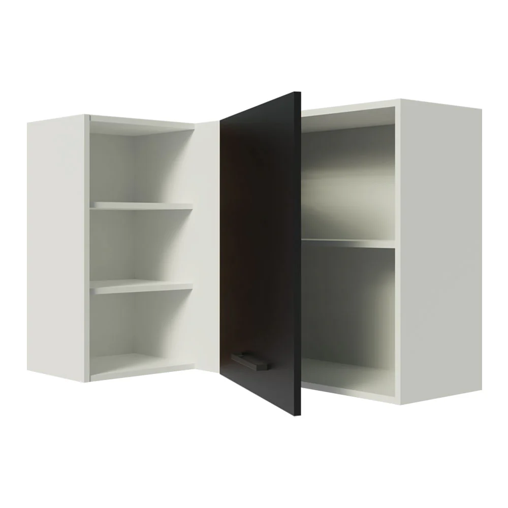 Armário Aéreo de Canto Madesa Agata 1 Porta para linha de 60 cm de profundidade Branco/Preto - Image 4