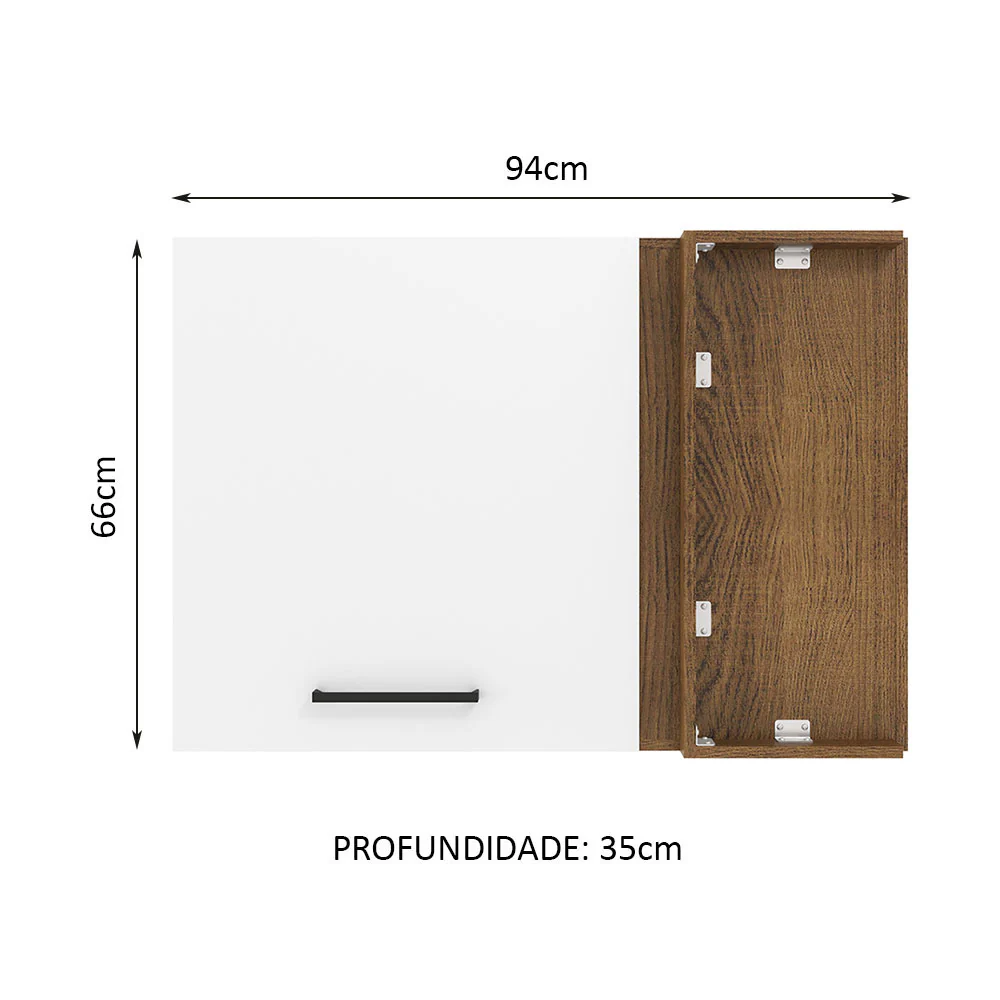 Armário Aéreo de Canto Madesa Agata 1 Porta Rustic/Branco - Image 2