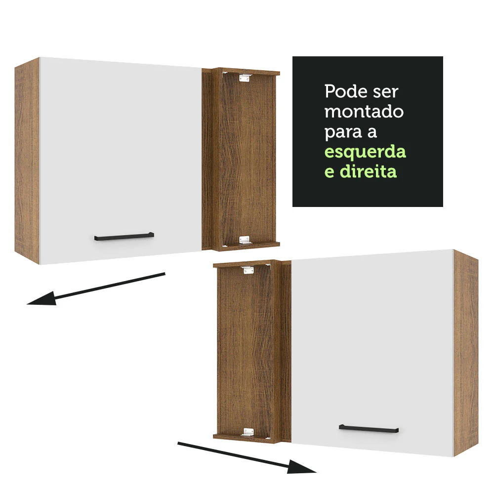 Armário Aéreo de Canto Madesa Agata 1 Porta Rustic/Branco - Image 6