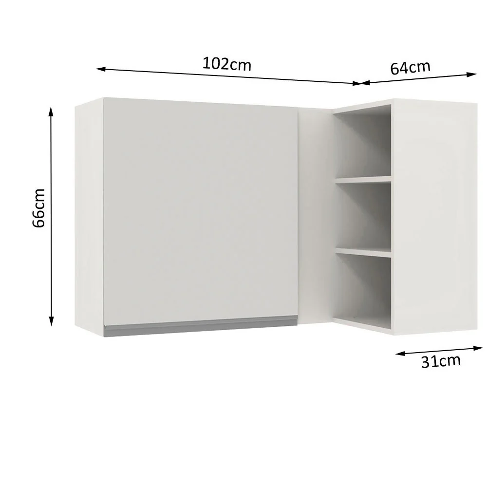 Armário Aéreo de Canto Madesa Glamy 1 Porta para linha de 60 cm de profundidade Branco - Image 2