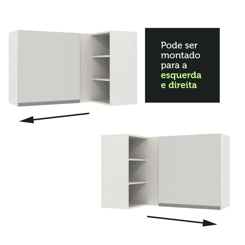 Armário Aéreo de Canto Madesa Glamy 1 Porta para linha de 60 cm de profundidade Branco - Image 6