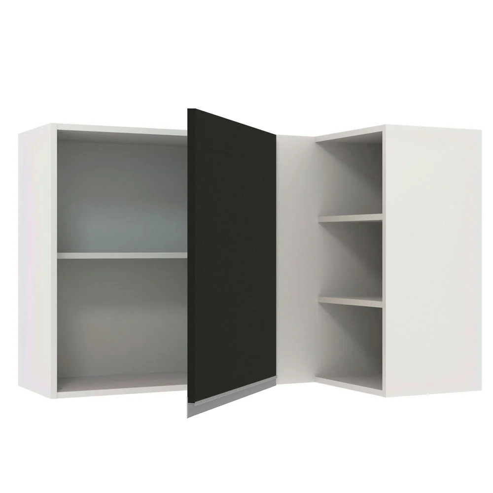 Armário Aéreo de Canto Madesa Glamy 1 Porta para linha de 60 cm de profundidade Branco/Preto - Image 4