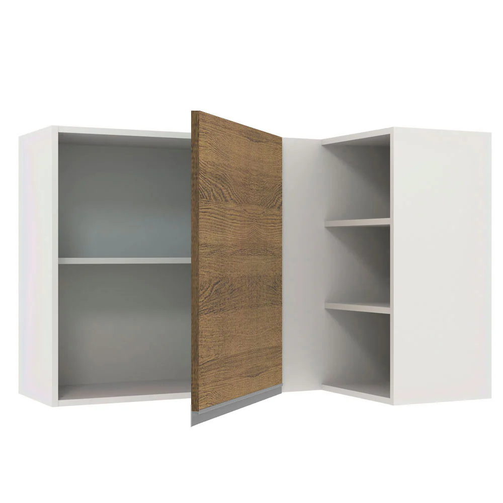 Armário Aéreo de Canto Madesa Glamy 1 Porta para linha de 60 cm de profundidade Branco/Rustic - Image 4