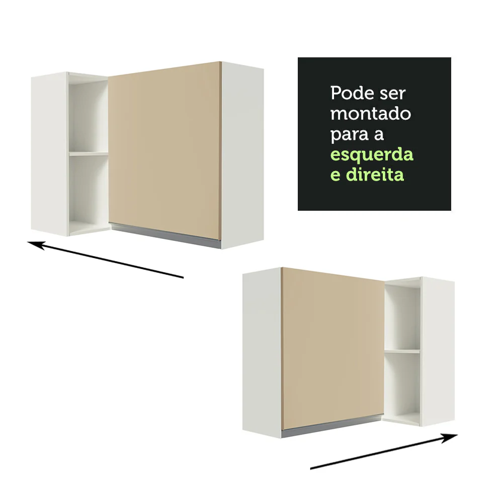 Armário Aéreo de Canto Madesa Smart 100% MDF com 1 Porta e Adega Branco/Crema - Image 5