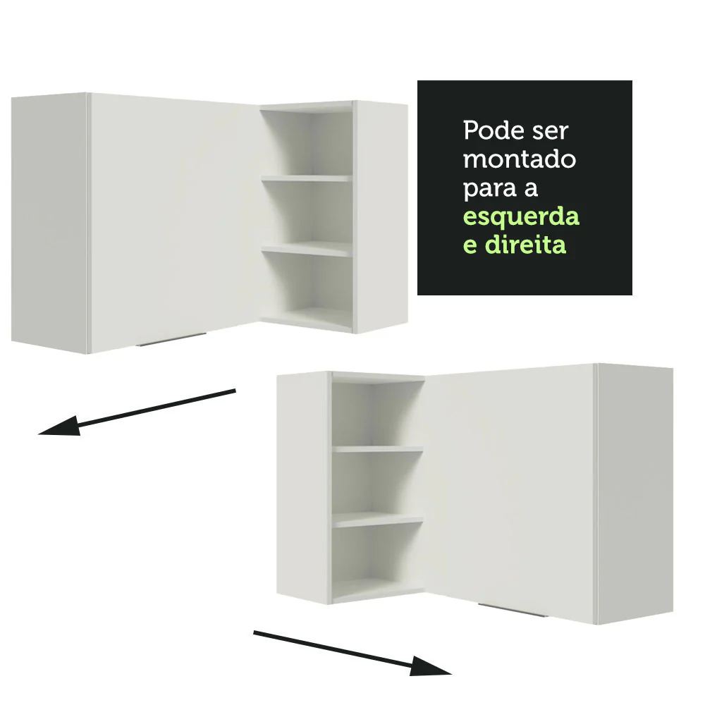 Armário Aéreo de Canto Madesa Stella 1 Porta para linha de 60 cm de profundidade Branco - Image 6
