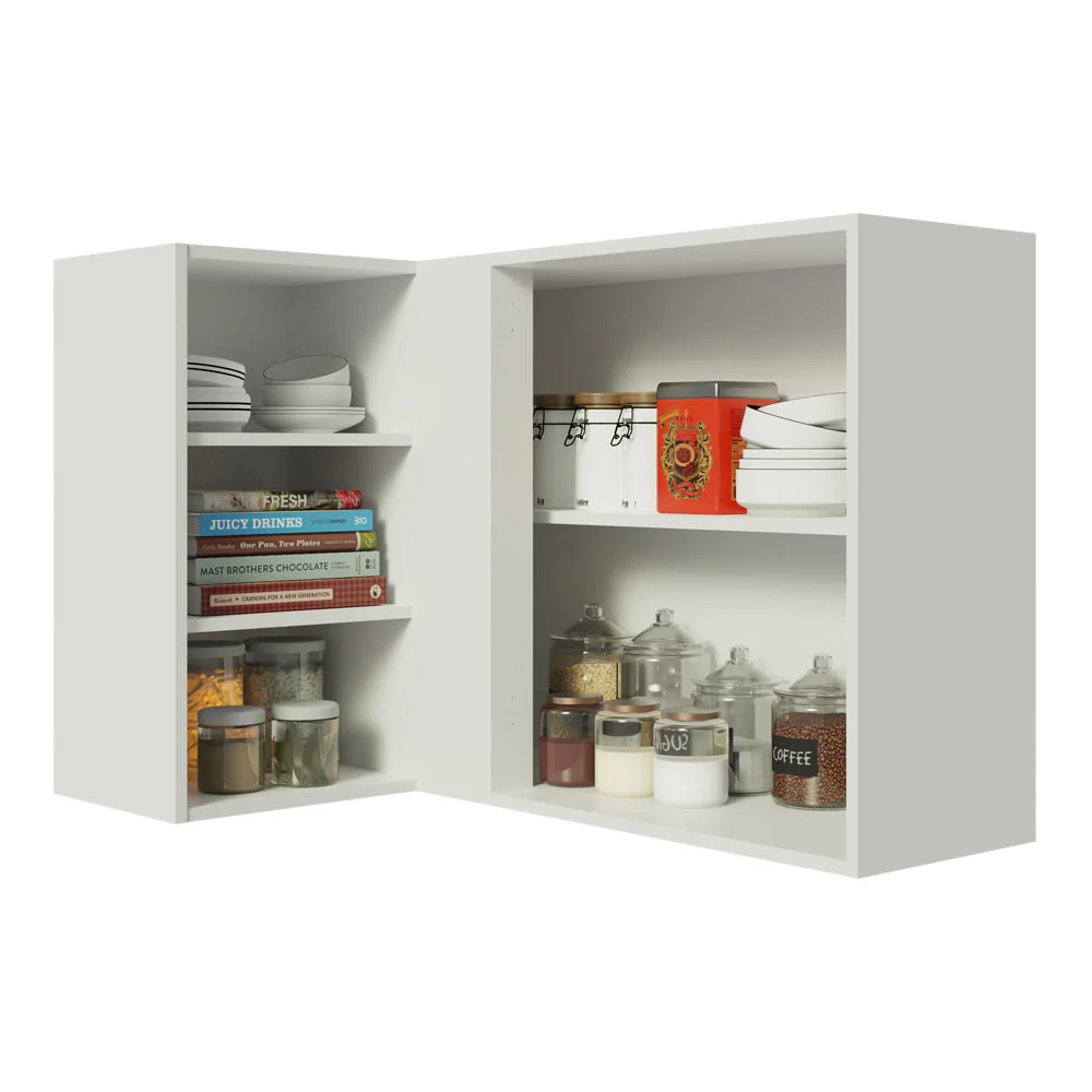 Armário Aéreo de Canto Madesa Stella 1 Porta para linha de 60 cm de profundidade Branco/Rustic - Image 3