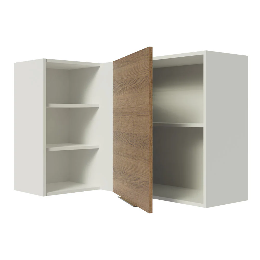 Armário Aéreo de Canto Madesa Stella 1 Porta para linha de 60 cm de profundidade Branco/Rustic - Image 4