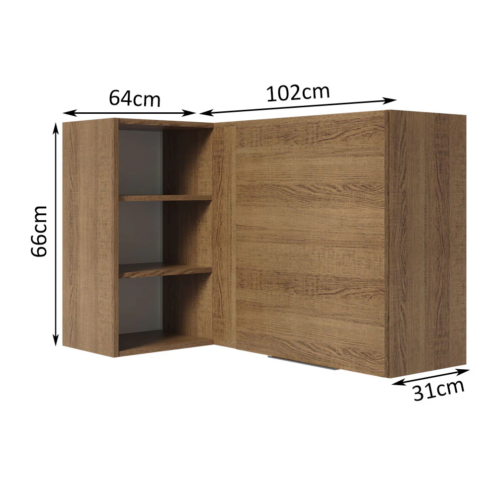 Armário Aéreo de Canto Madesa Stella 1 Porta para linha de 60 cm de profundidade Rustic - Image 2