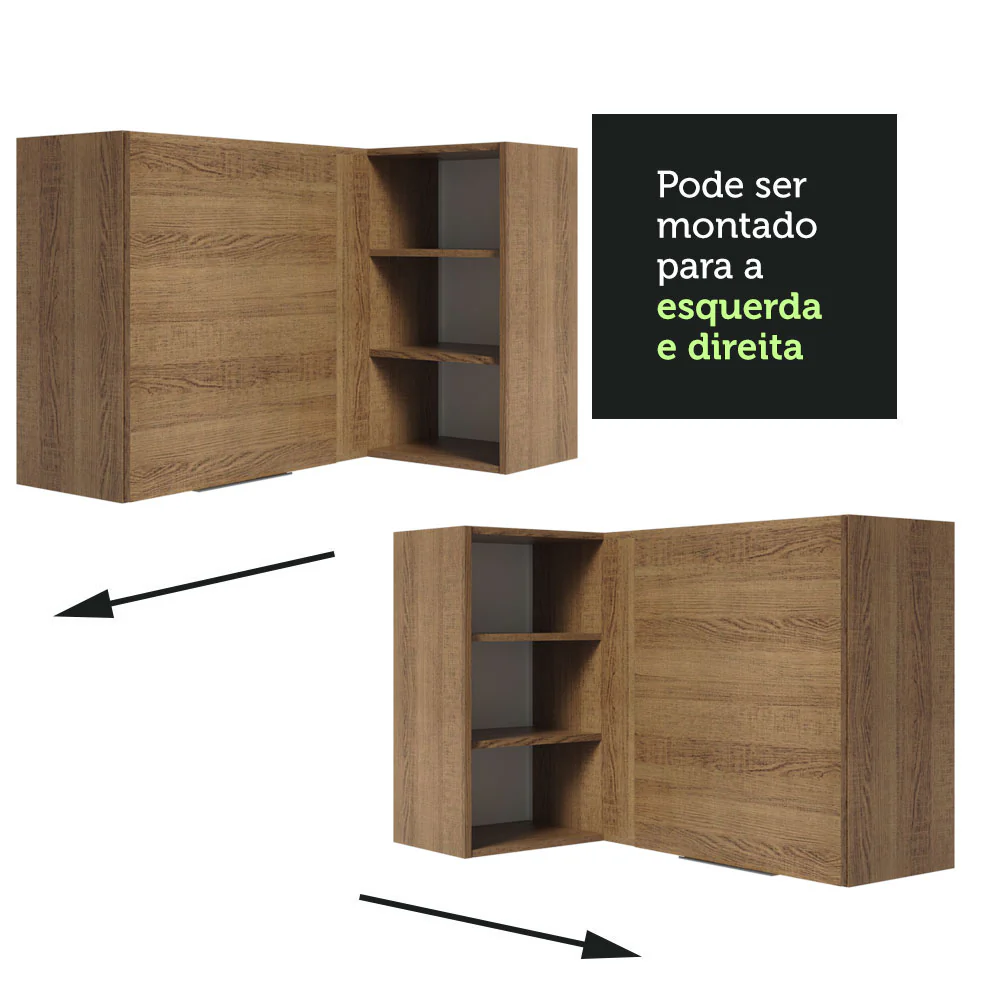 Armário Aéreo de Canto Madesa Stella 1 Porta para linha de 60 cm de profundidade Rustic - Image 6