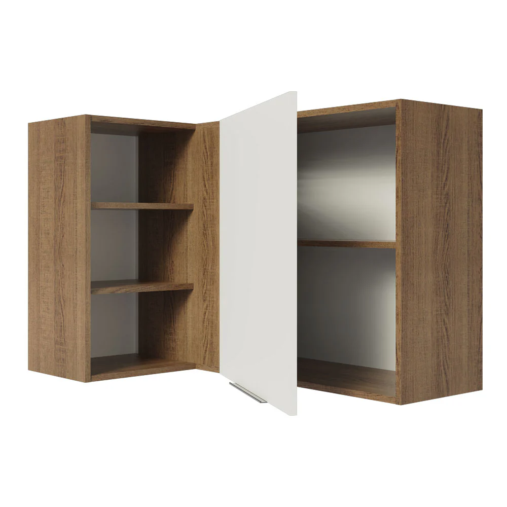 Armário Aéreo de Canto Madesa Stella 1 Porta para linha de 60 cm de profundidade Rustic/Branco - Image 4