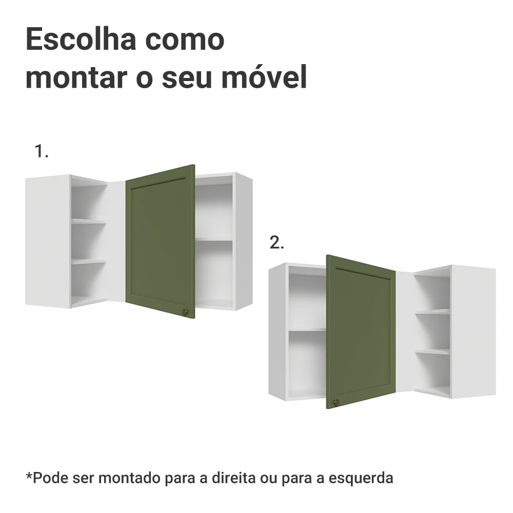 Armário Aéreo de Canto Para Linha 60 cm de Profundidade Branco/Verde Vik Madesa - Image 4