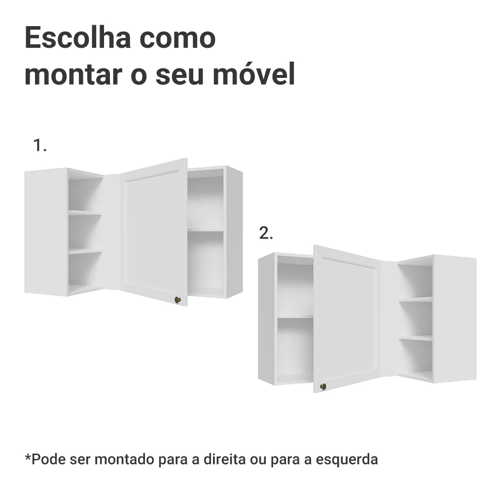 Armário Aéreo de Canto Para Linha 60 cm de Profundidade Branco Vik Madesa - Image 4
