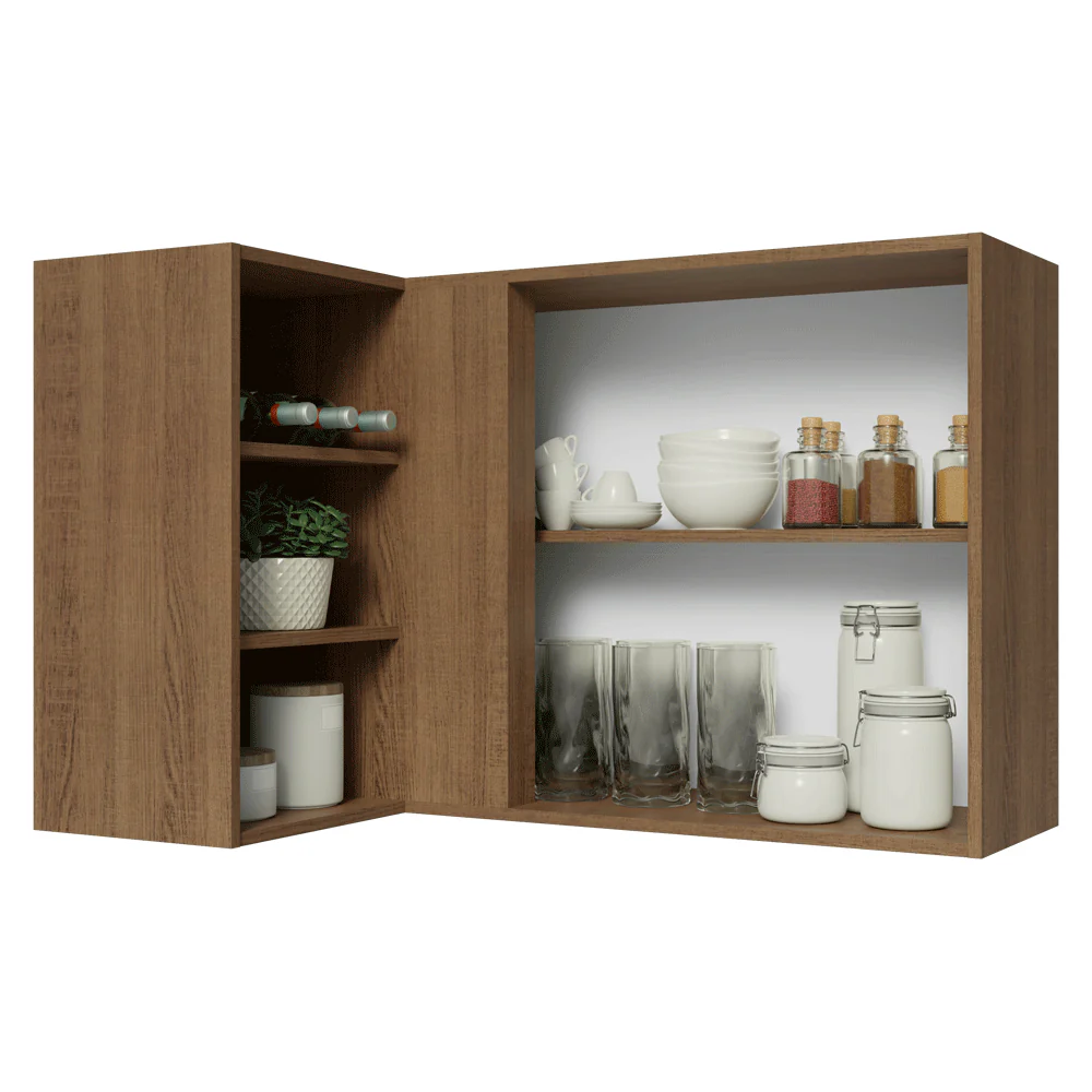 Armário Aéreo de Canto Para Linha 60 cm de Profundidade Rustic/Branco Vik Madesa - Image 5