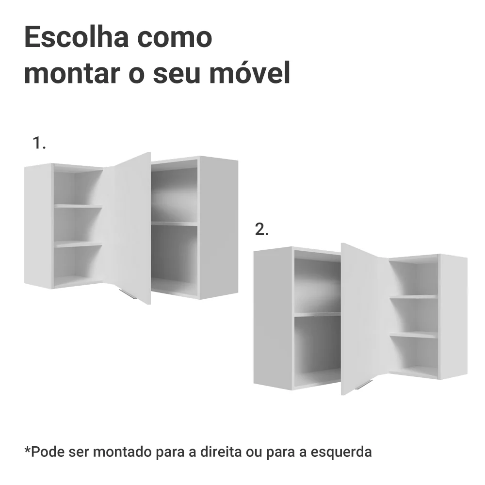 Armário Aéreo de Canto para Quarto 1 Porta e 3 Nichos Branco Neo Madesa - Image 4