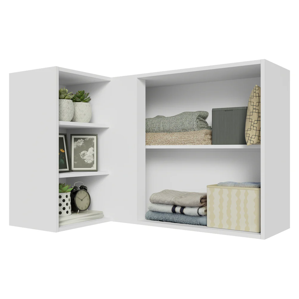 Armário Aéreo de Canto para Quarto 1 Porta e 3 Nichos Branco Neo Madesa - Image 5
