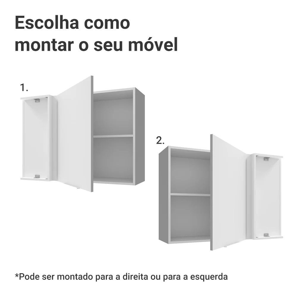 Armário Aéreo de Canto para Quarto 1 Porta Branco Neo Madesa - Image 4