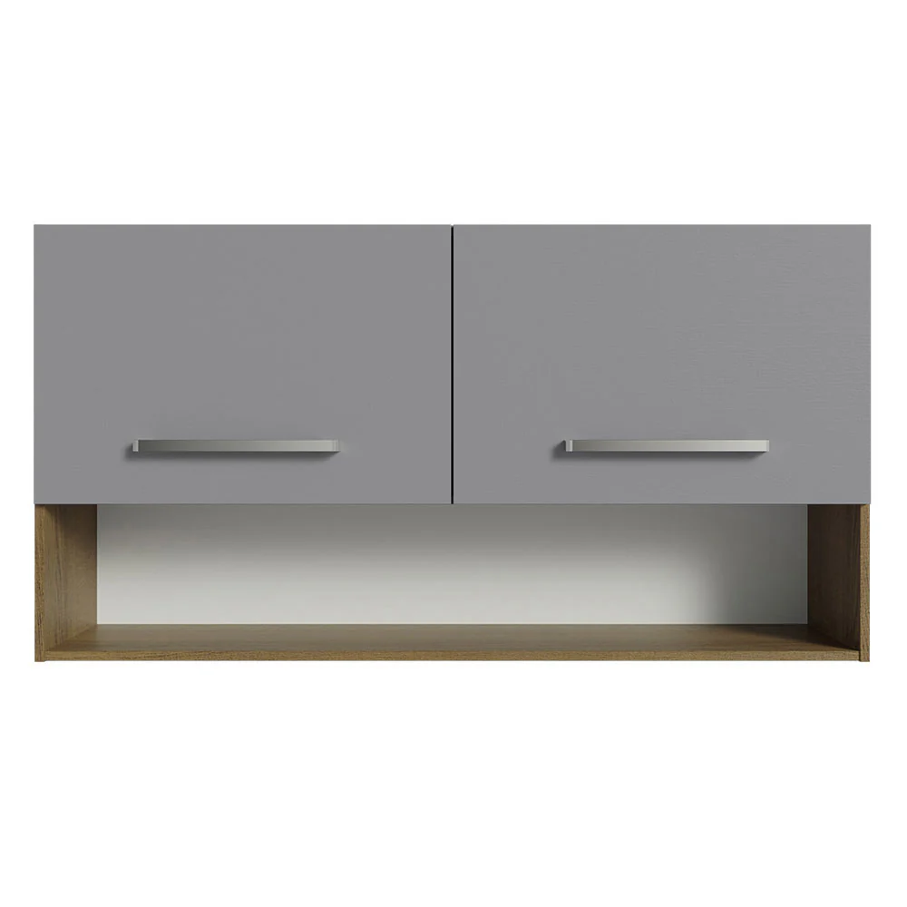 Armário Aéreo Cozinha 105cm 2 Portas 1 Nicho Rustic/Cinza Emilly Madesa - Image 5