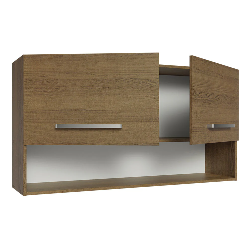 Armário Aéreo Cozinha 105cm 2 Portas 1 Nicho Rustic Emilly Madesa - Image 3