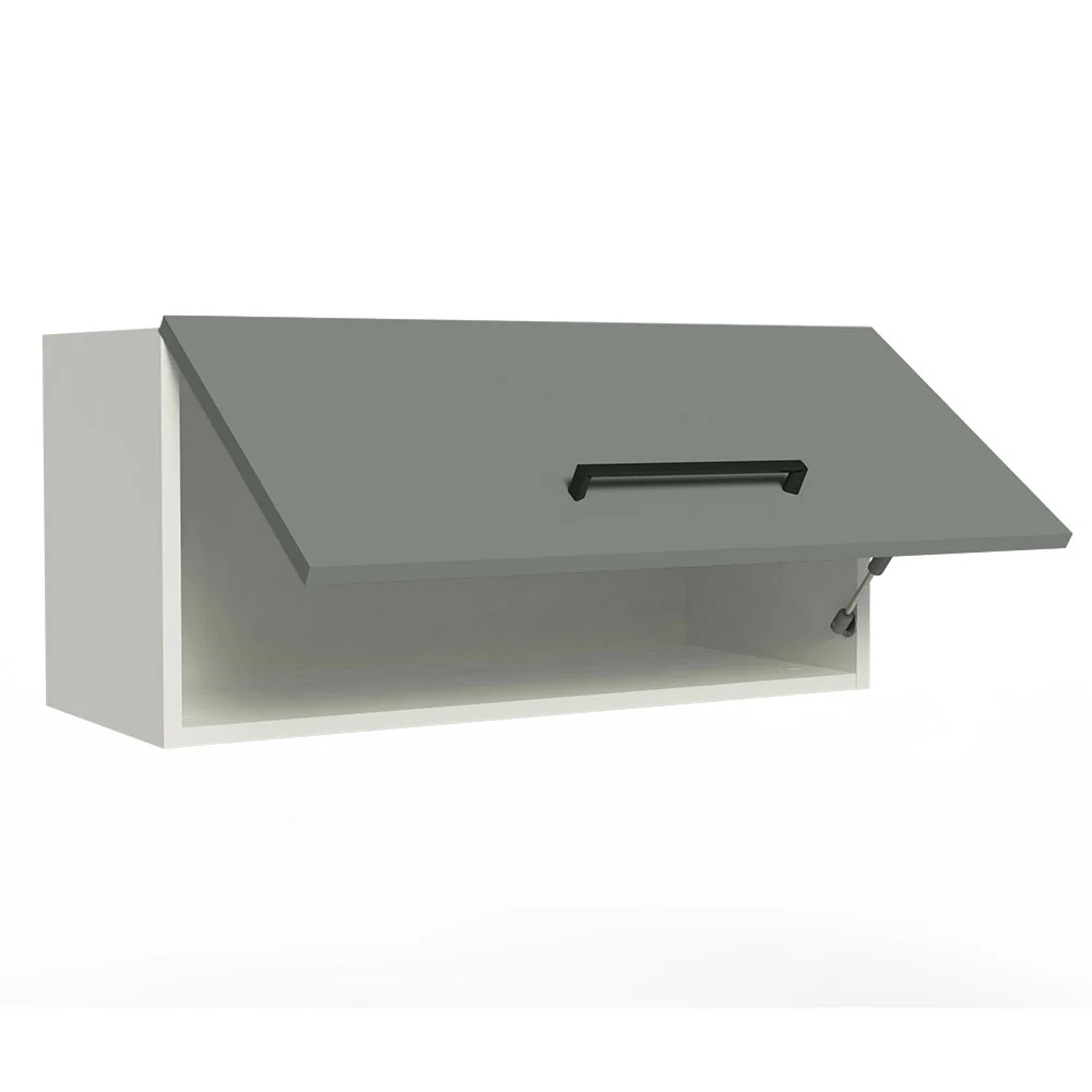 Armário Aéreo de Cozinha Madesa Agata 70 cm 1 Porta Basculante Branco/Cinza - Image 4