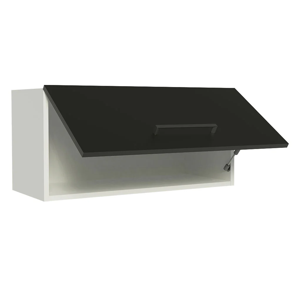 Armário Aéreo de Cozinha Madesa Agata 70 cm 1 Porta Basculante Branco/Preto - Image 4